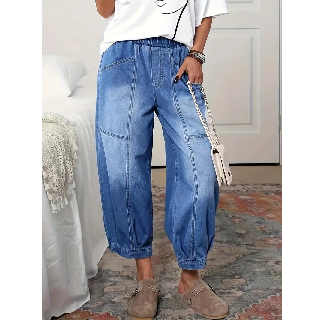 High-waist Capri-Jeans im Retro-Stil