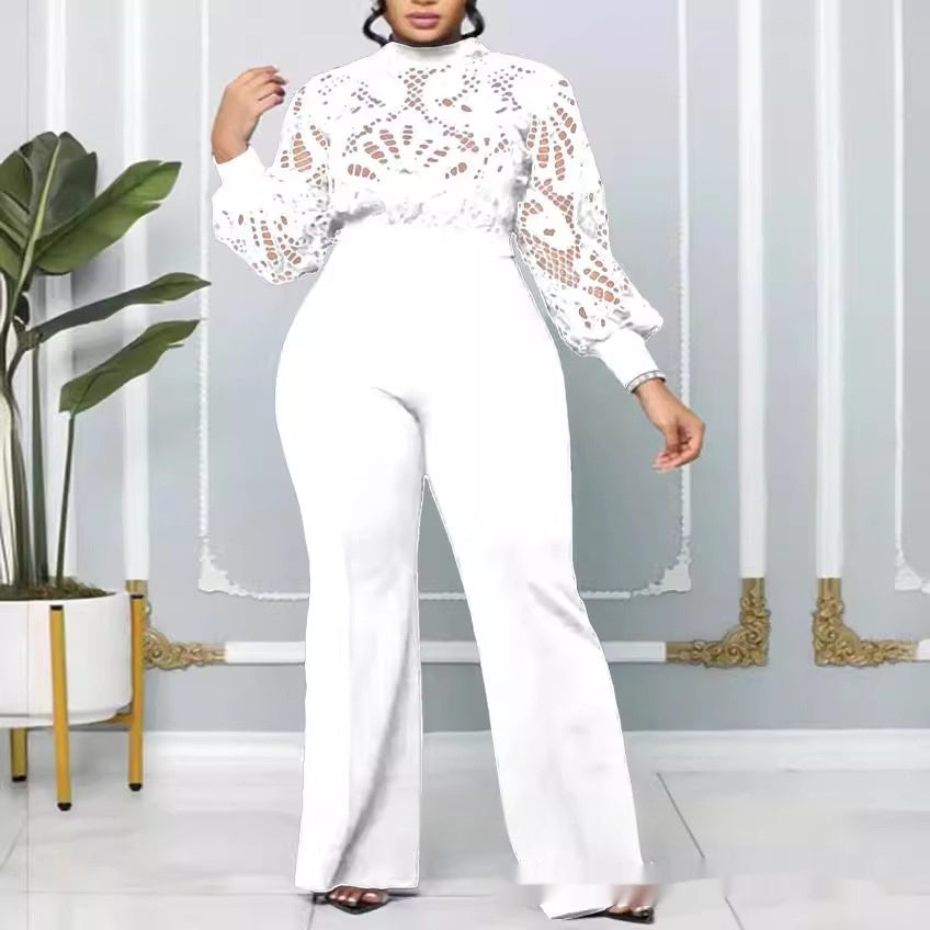 Damen Jumpsuit mit Spitzenbesatz in Übergröße