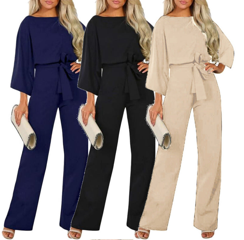 Herbst Winter Mode Fledermausärmel Langarm Schnürung Damen Jumpsuit