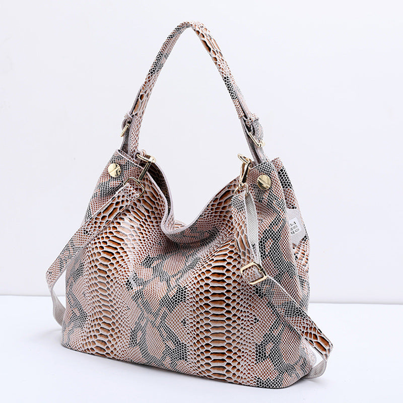Sac à bandoulière grande capacité en cuir véritable pour femme