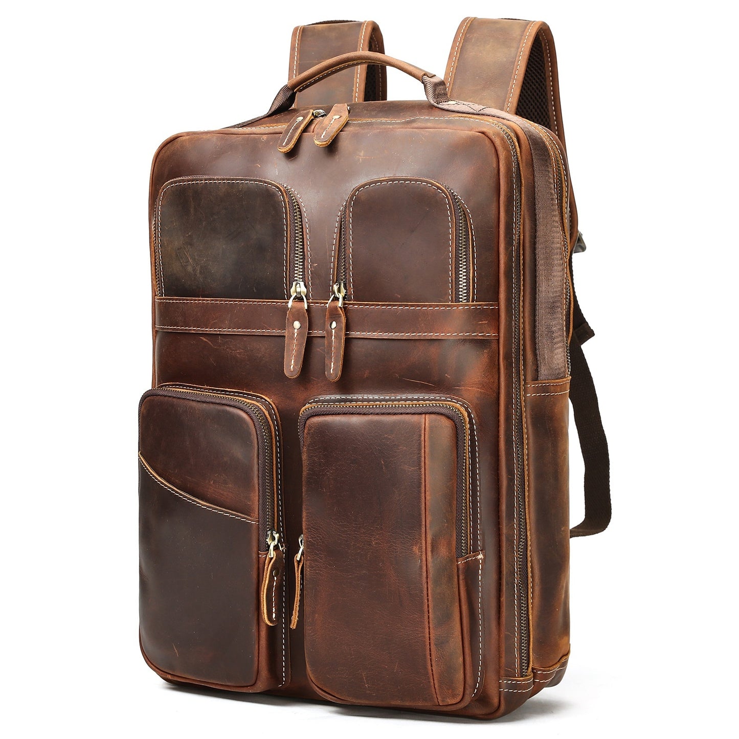 Sac à dos grande capacité en cuir pour l'extérieur
