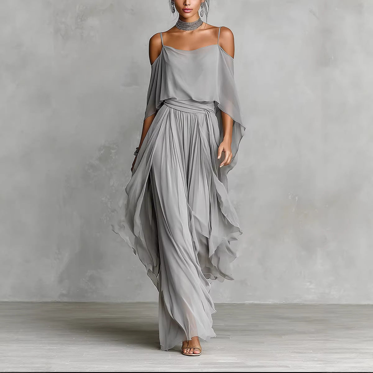 Robe longue élégante sans bretelles ni dos nu