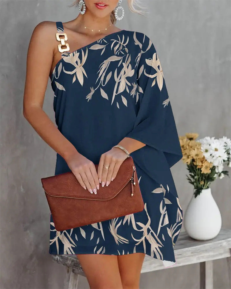 2022 Independence Station Wish Amazon Explosive Summer Doll Sleeve Off Shoulder Metal Sling Women's Dress