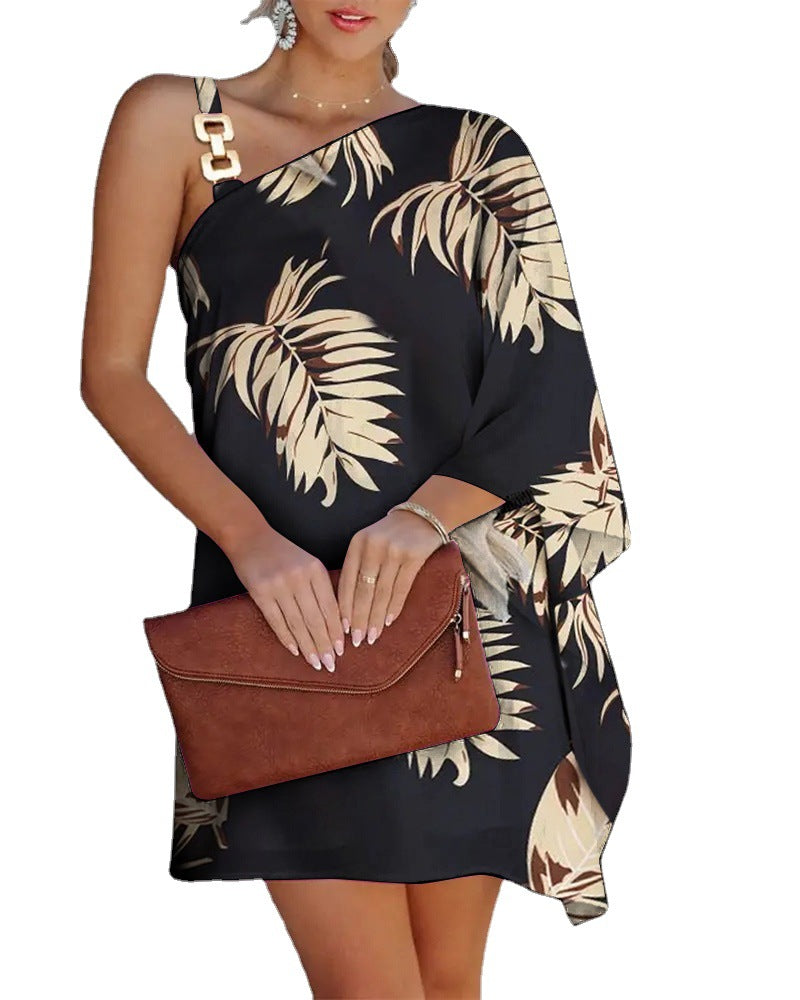 2022 Independence Station Wish Amazon Explosive Summer Doll Sleeve Off Shoulder Metal Sling Women's Dress