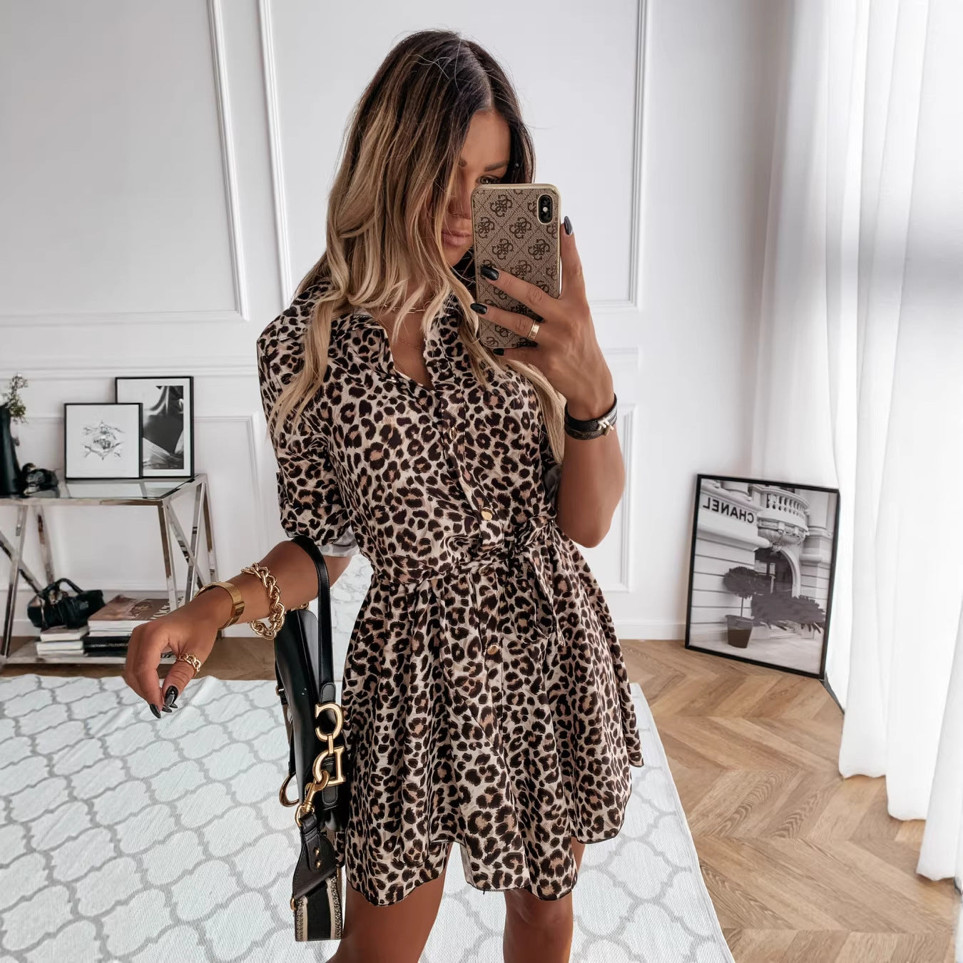 Fashion Sexy Printed Shirt Skirt Dress Women