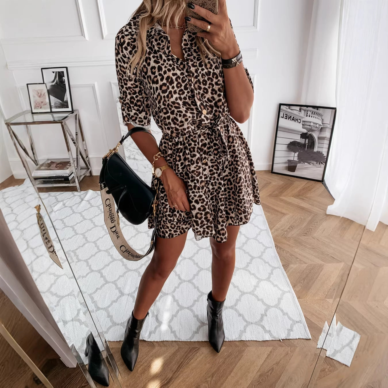 Fashion Sexy Printed Shirt Skirt Dress Women