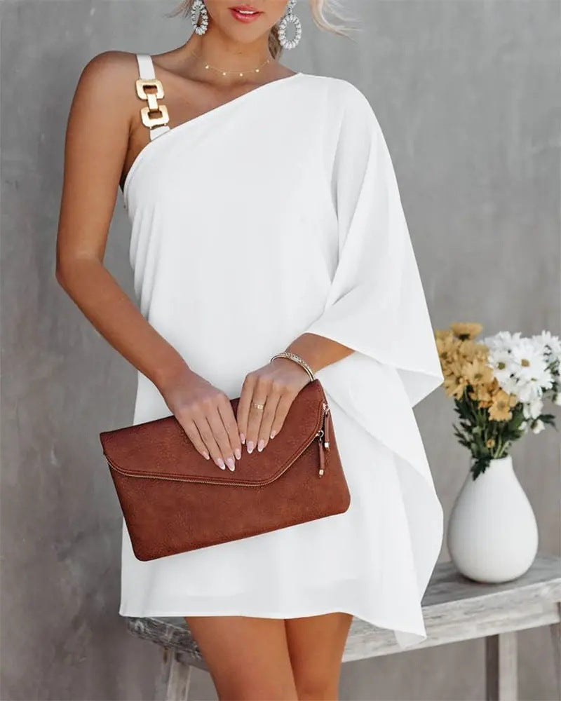 2022 Independence Station Wish Amazon Explosive Summer Doll Sleeve Off Shoulder Metal Sling Women's Dress