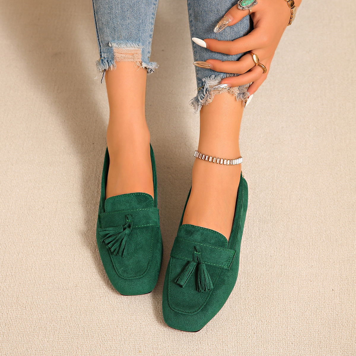 SpringAutumn Square Toe Slip On Casual Loafer Shoes