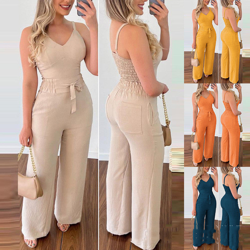 Ensemble décontracté débardeur et pantalon coupe droite pour femme