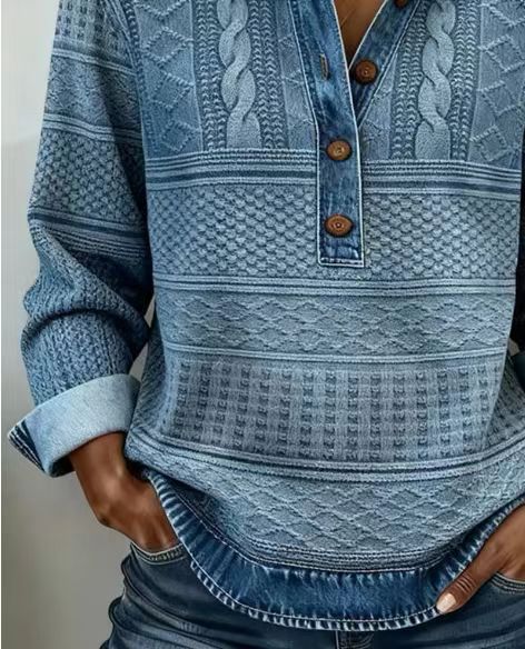 Europäischer und amerikanischer gestrickter Langarm-Lapel-Pullover für Damen