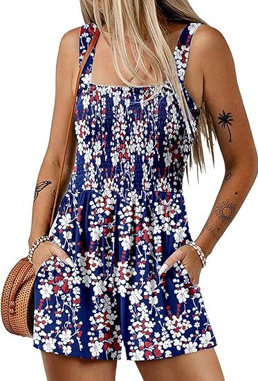 Blumendruck-Shorts-Jumpsuit Ärmelloser Strand-Body für den Sommer