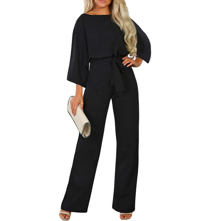Herbst Winter Mode Fledermausärmel Langarm Schnürung Damen Jumpsuit