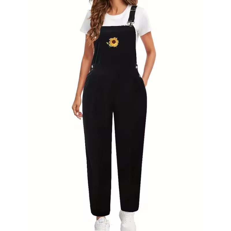 Sunflower Corduroy Suspender Pants European And American Style