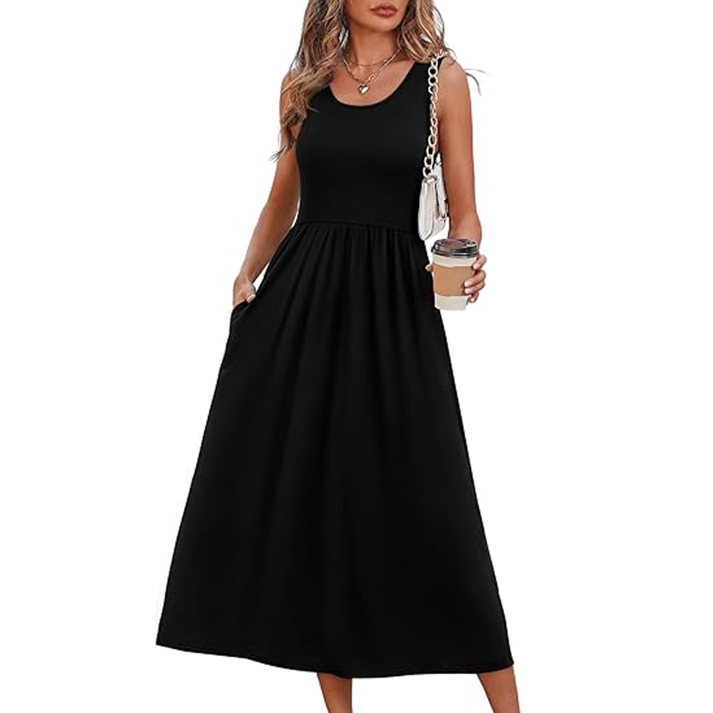 Robe longue décontractée sans manches pour femme