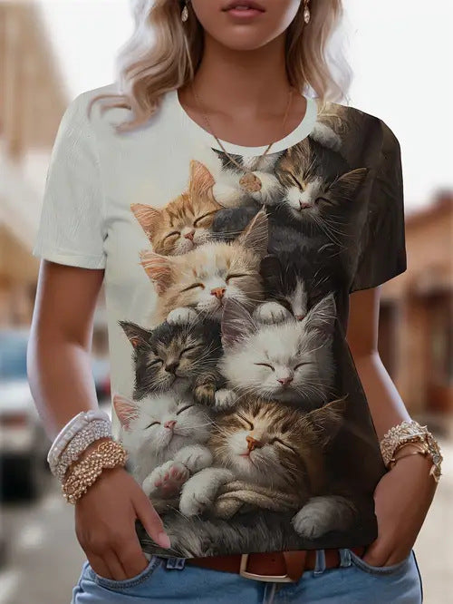Modisches Lässiges Vielseitiges Hochwertiges Rundhals-Kurzarm-T-Shirt