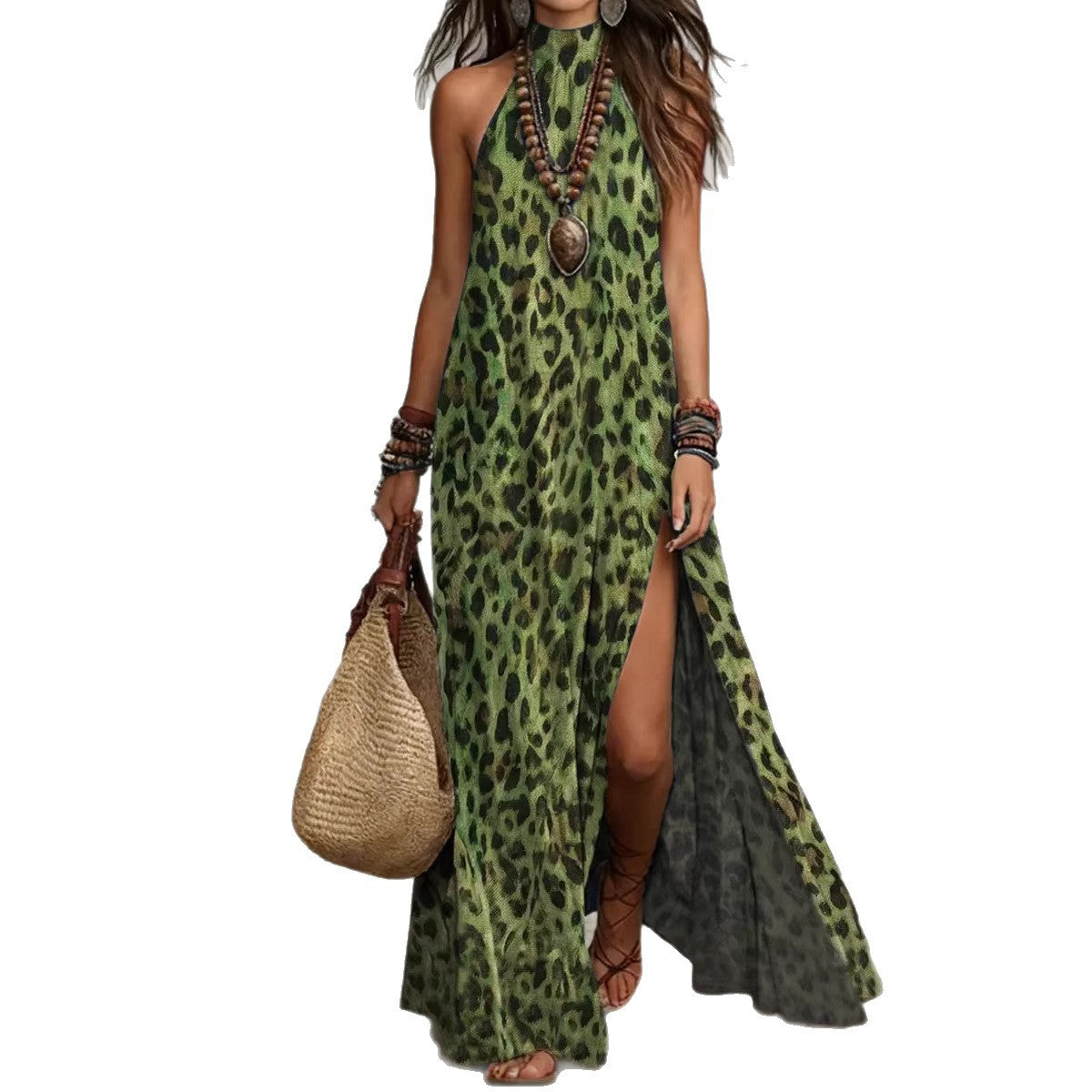 Printed Scarf-style Long Dress Fashionable And Casual