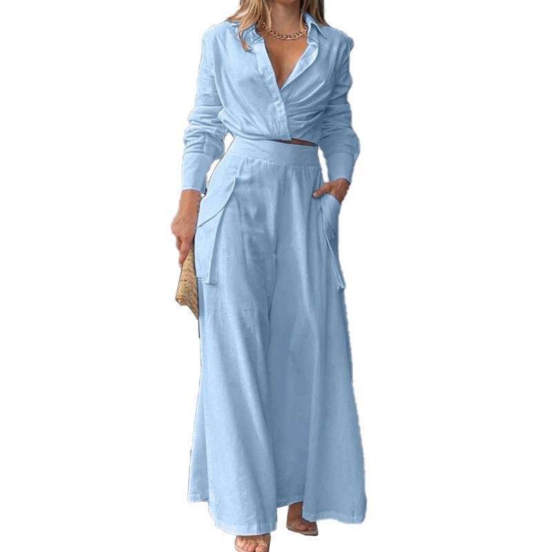 Ensemble décontracté tendance uni ample à poches