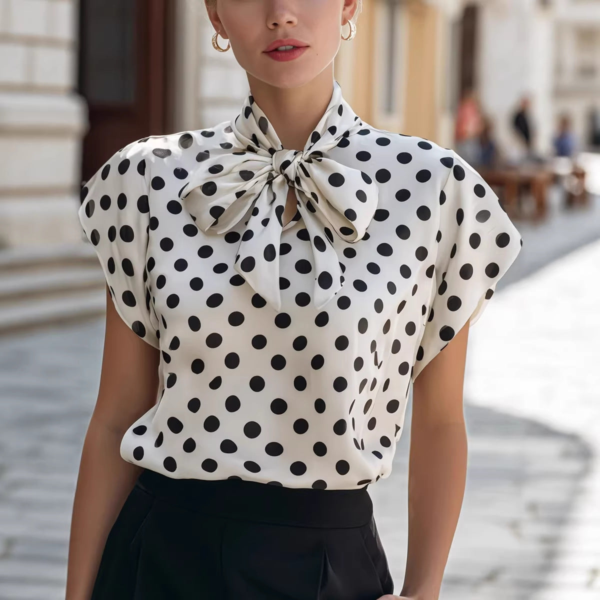Neuartige Schleifenkragen Elegante Pendler-Allrounder-Bluse für Damen