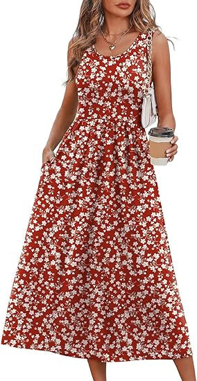 Robe longue décontractée sans manches pour femme