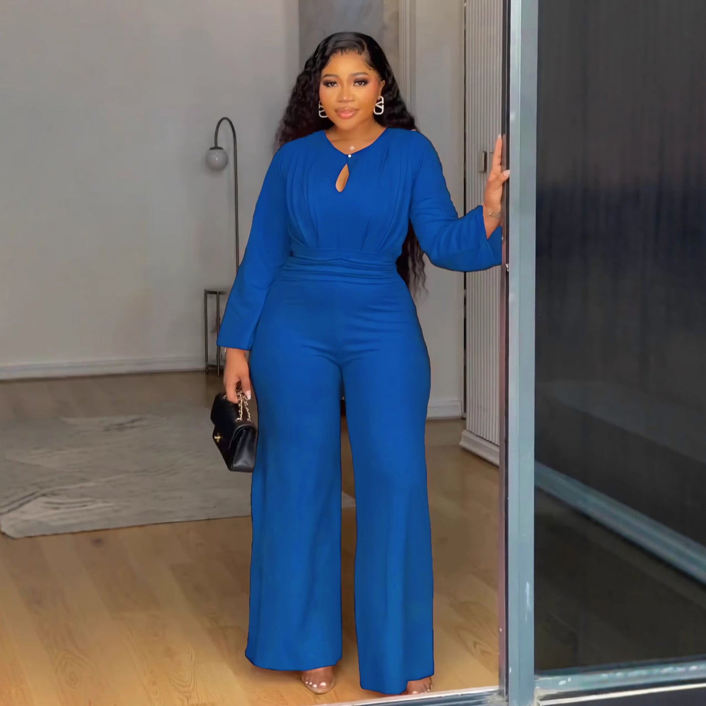 Combinaison pantalon femme évidée ample et ajustée, à la mode