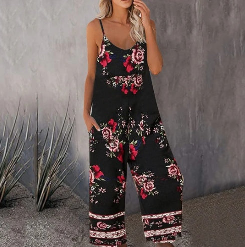 Sommer neuer Stil grenzüberschreitender Außenhandel bedruckter Pocket Casual Jumpsuit