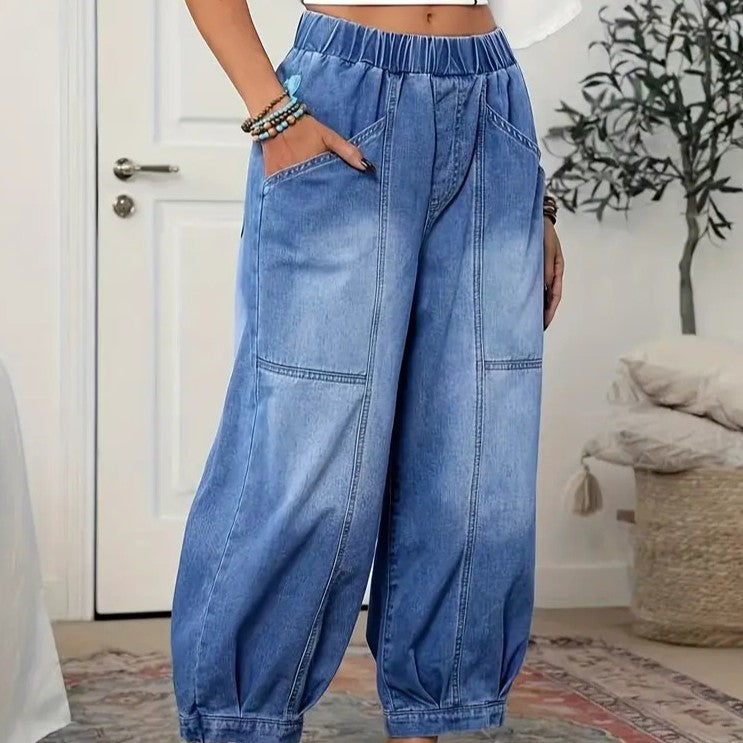 High-waist Capri-Jeans im Retro-Stil