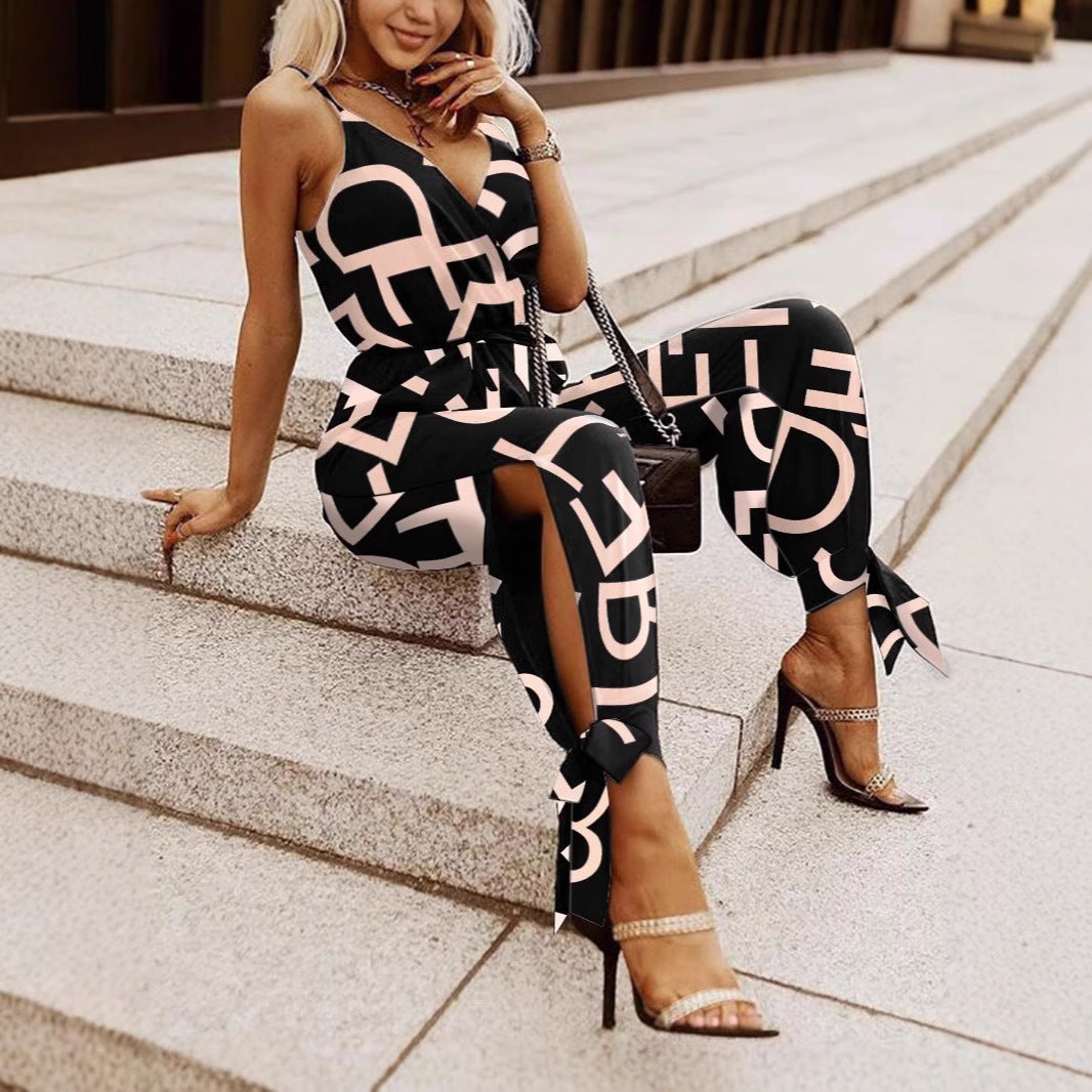 Womens Fashion Arrival Printed Strap Jumpsuit