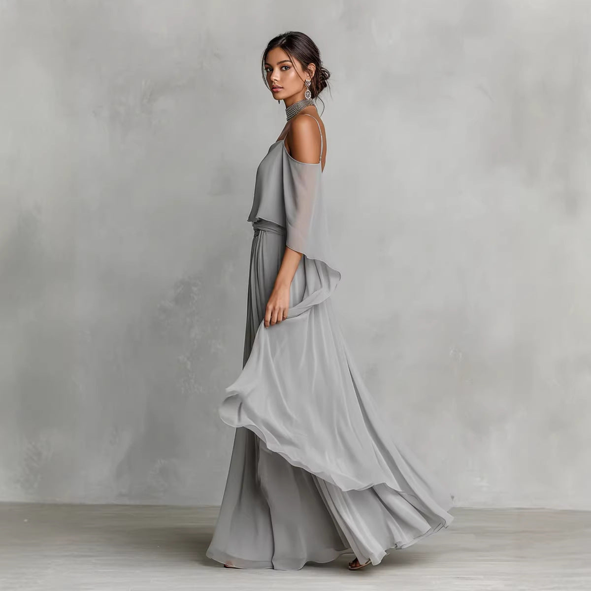 Robe longue élégante sans bretelles ni dos nu