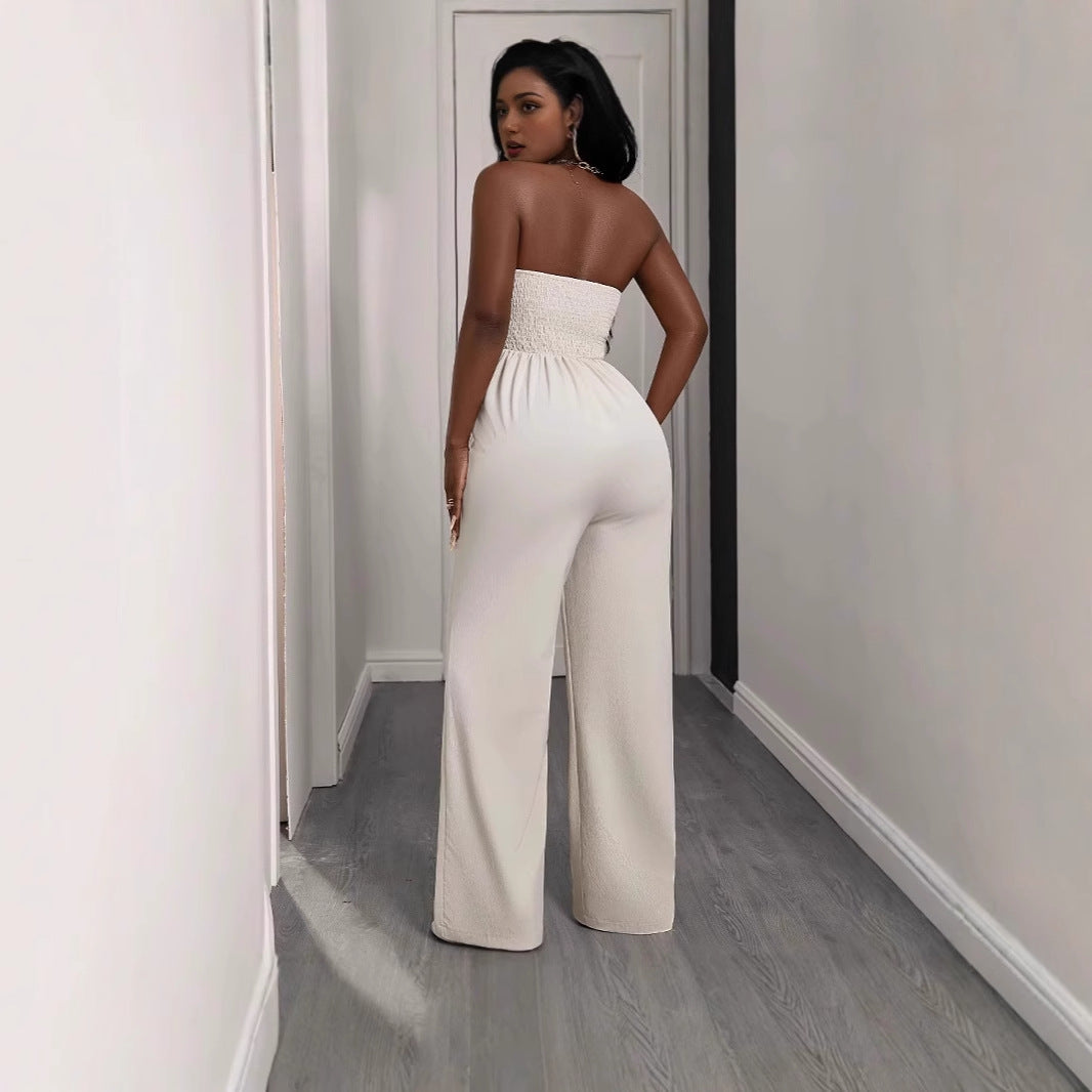 Combinaison longue bustier unie pour femme