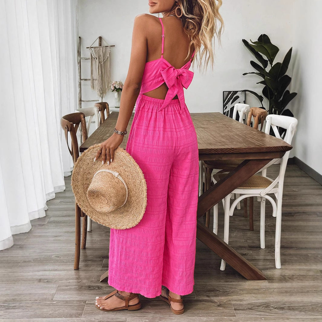 Damen-Jumpsuit mit kurzen Ärmeln, lässig, locker geschnitten