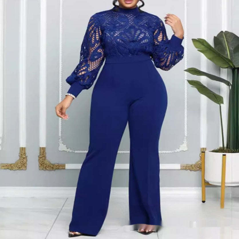 Damen Jumpsuit mit Spitzenbesatz in Übergröße