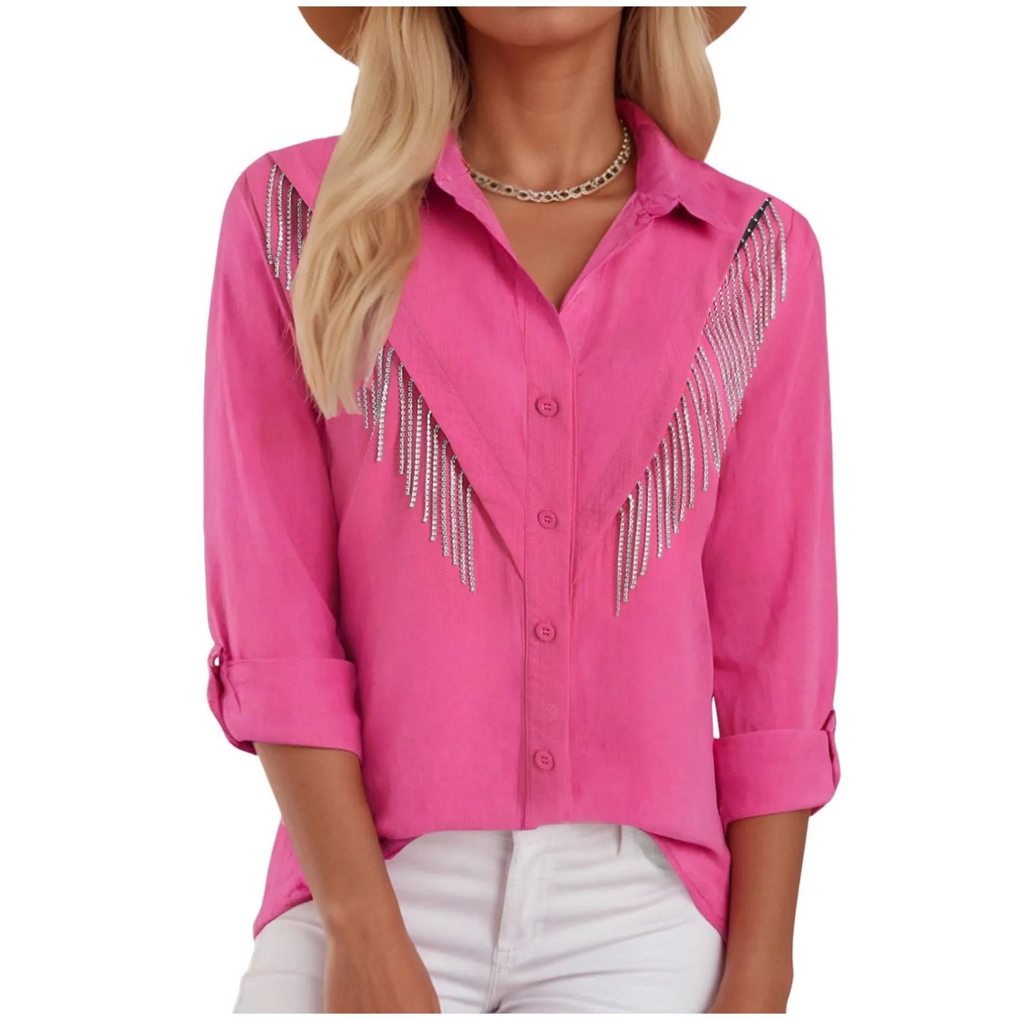 Nouvelle chemise femme à manches longues avec un imprimé plumes