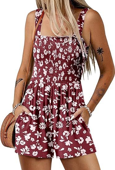 Blumendruck-Shorts-Jumpsuit Ärmelloser Strand-Body für den Sommer