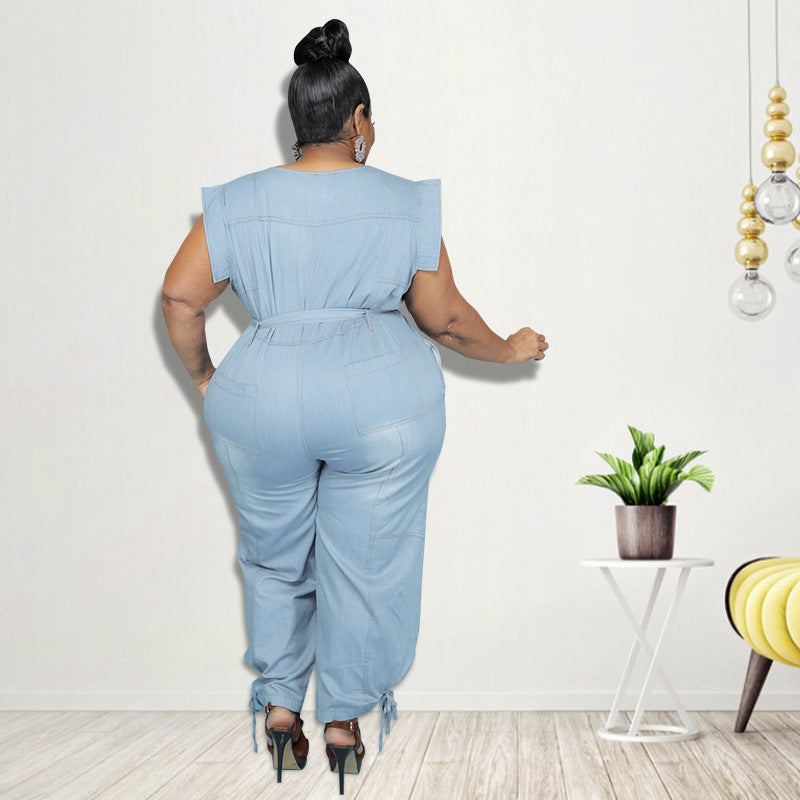 Sommerlicher neuer Stil gewaschener Denim-Casual-Jumpsuit