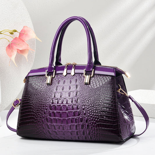 Sac à main cabas en cuir verni grande capacité style européen et américain