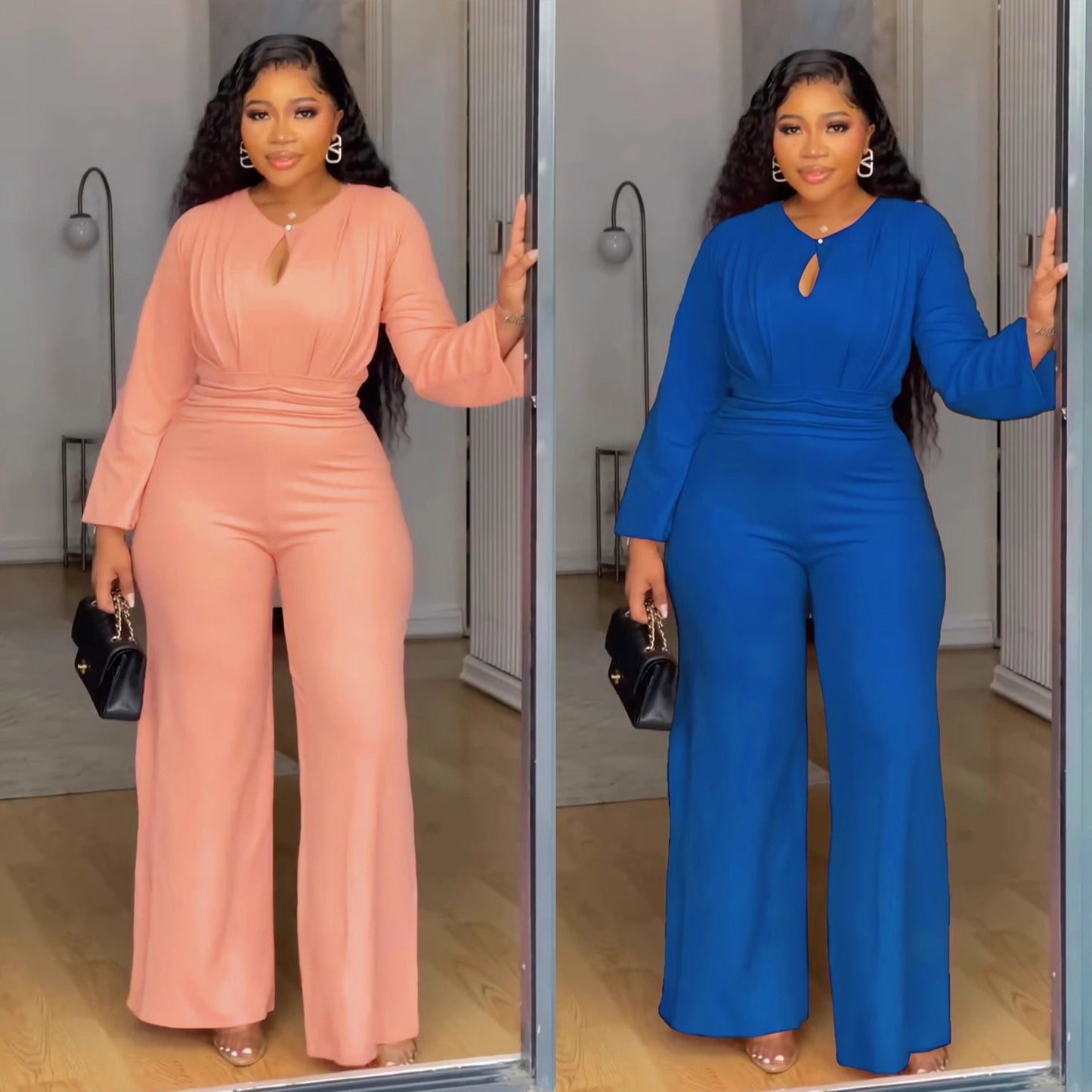 Combinaison pantalon femme évidée ample et ajustée, à la mode