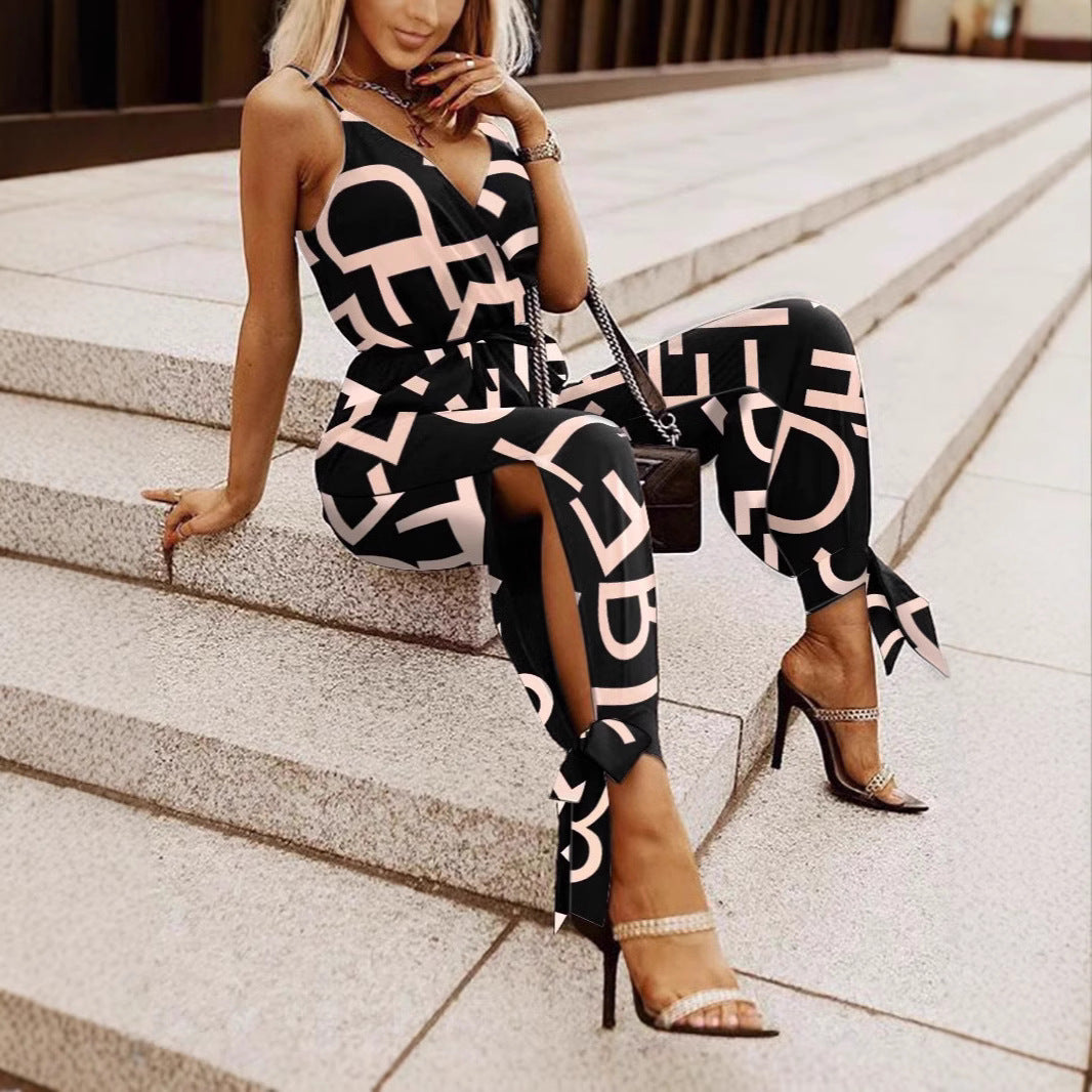 Womens Fashion Arrival Printed Strap Jumpsuit