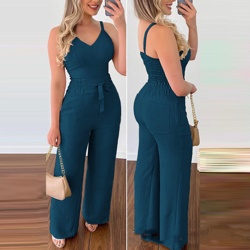 Ensemble décontracté débardeur et pantalon coupe droite pour femme