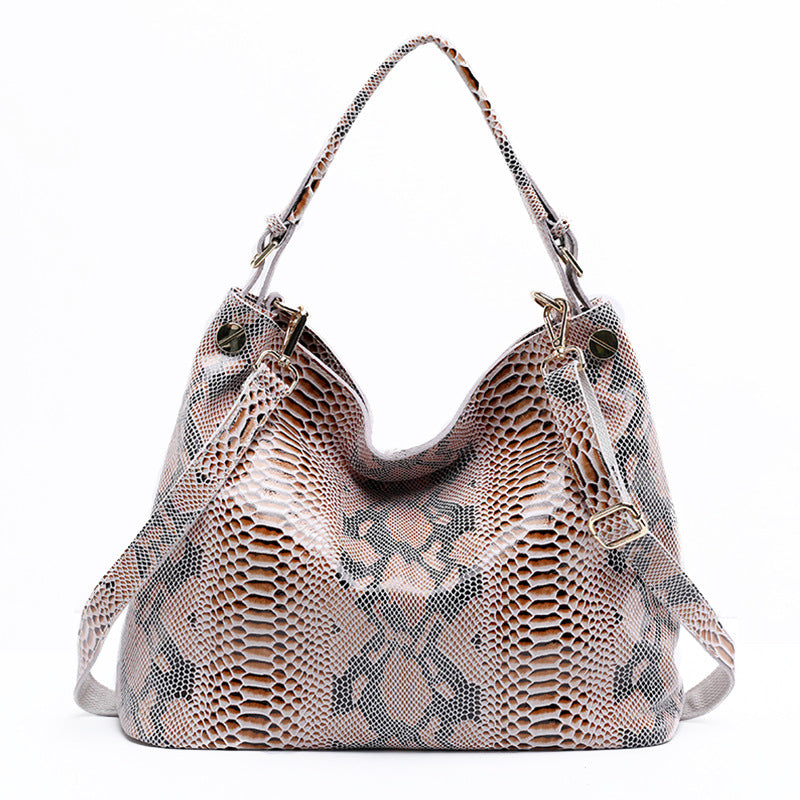 Sac à bandoulière grande capacité en cuir véritable pour femme