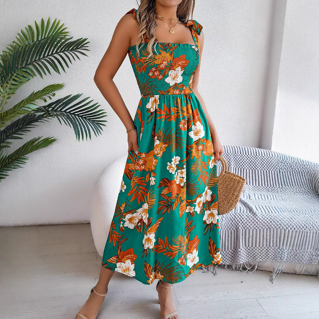 Blumen Print Hosenträger Korsett Kleid Ins Fashion Urlaub Strand Lange Kleider Sommerkleidung Für Frauen