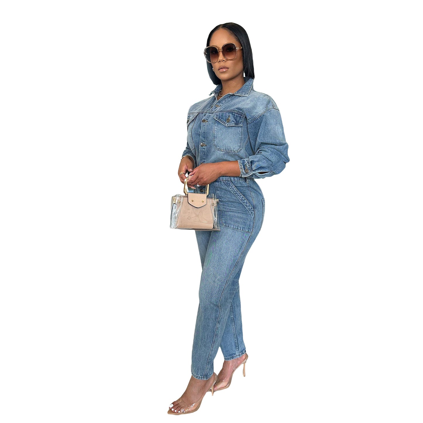 Damen-Denim-Jumpsuits