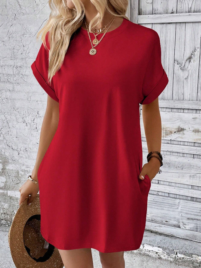Women's A-Line Cotton Mini Dress with Pockets