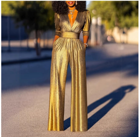 Damen Sexy V-Ausschnitt Overall mit hohem Stretchanteil