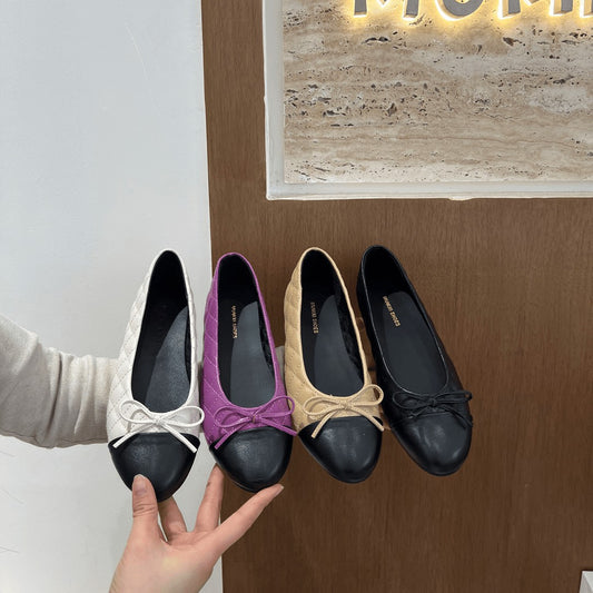 Women's All-Match Commuter Bow-Knot Diamond-Pattern Flat Shoes