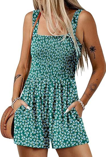 Blumendruck-Shorts-Jumpsuit Ärmelloser Strand-Body für den Sommer