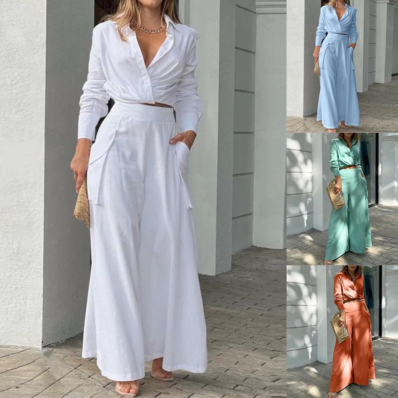 Ensemble décontracté tendance uni ample à poches
