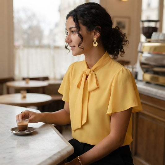 Vrtige Bow Tie Neck Elegant Blouse