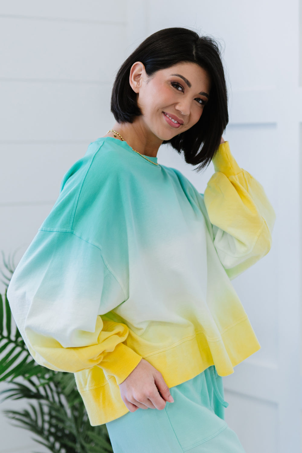 Hallo Sommer Full Size Run Ombre Cropped Sweatshirt