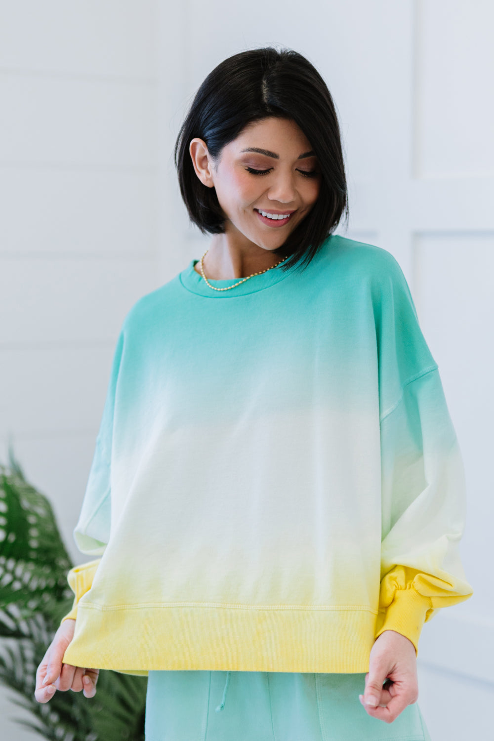 Hallo Sommer Full Size Run Ombre Cropped Sweatshirt