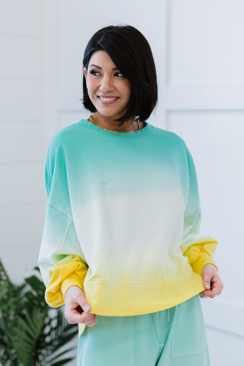 Hallo Sommer Full Size Run Ombre Cropped Sweatshirt